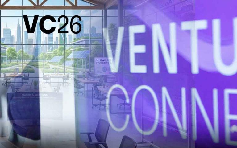 Venture Connect NC 2026 event showcasing climate tech and agentic AI startups presenting to investors in Durham North Carolina