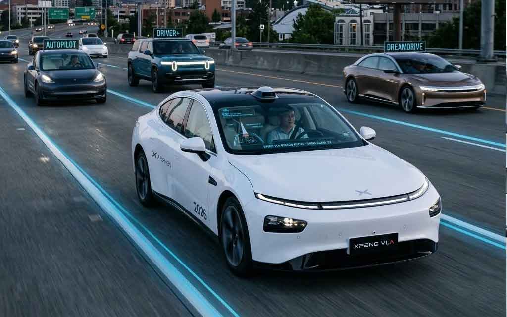 XPeng Vision Language Action VLA 2.0 AI system powering autonomous electric vehicle in China during 2026 media launch event