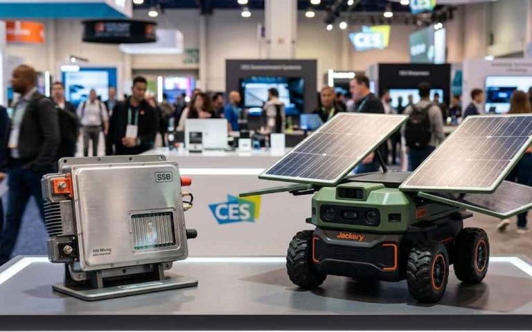 Solid State Battery, CES 2026, EV Battery Technology, Fast Charging EV, Green Tech Gadgets, Solar Energy Devices, AI Solar Robot, Electric Vehicle Innovation, Battery Breakthrough, EV Range Improvement, Portable Power Station, Clean Energy Tech, Future Mobility, EV Charging Technology, Sustainable Technology, Smart Energy, EV Infrastructure, Renewable Energy, Electric Cars USA, Next Gen Batteries