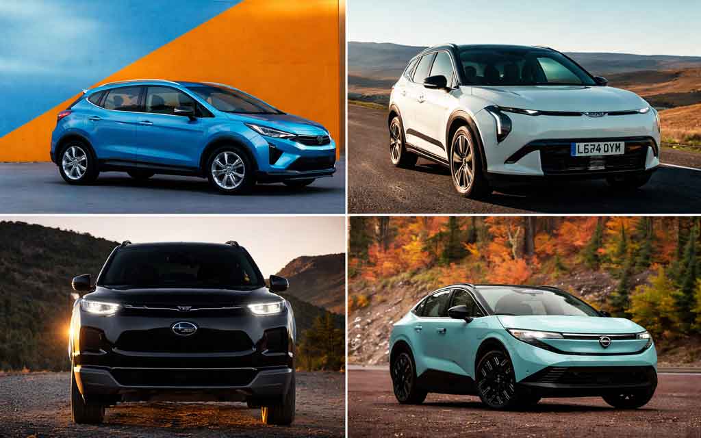 Affordable electric vehicles at New York Auto Show 2026 including Chevrolet Bolt Kia EV3 and Subaru Getaway showcasing budget EV options