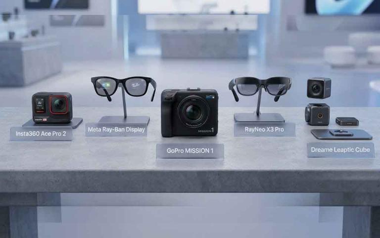 latest AI gadgets including GoPro action camera smart glasses and portable 8K cameras showcasing consumer tech innovation in 2026