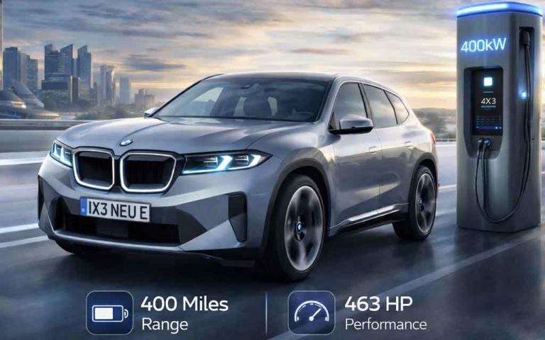 BMW iX3 Neue Klasse 2026 electric SUV showcasing 400 mile range and ultra fast charging technology in premium EV segment