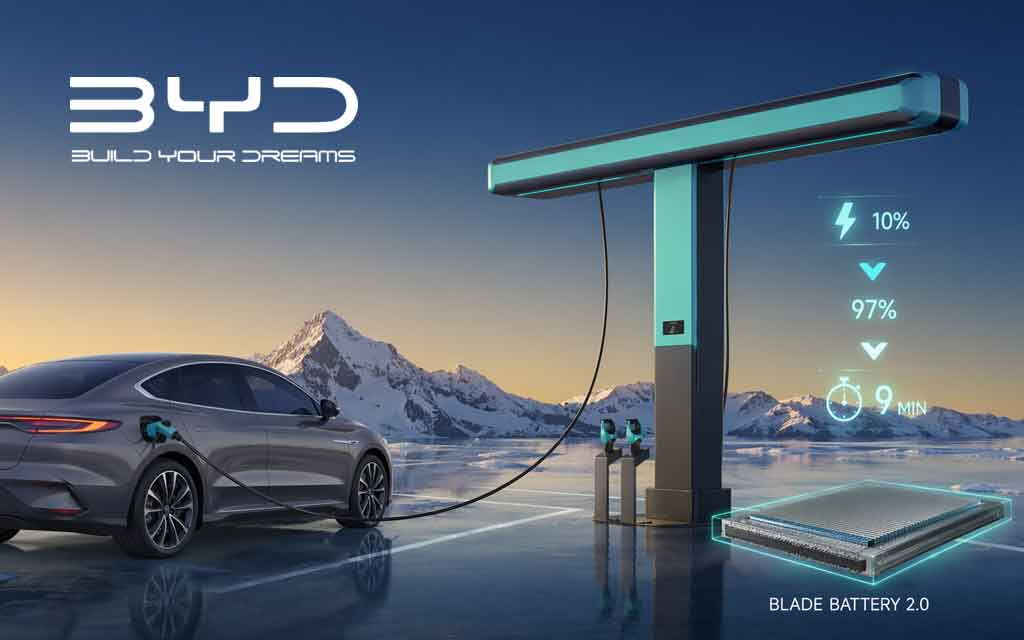 BYD electric vehicle charging rapidly at ultra fast 1500 kW charging station demonstrating next generation EV charging technology in 2026