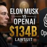 Elon Musk vs OpenAI lawsuit courtroom battle highlighting $134 billion AI legal dispute in 2026