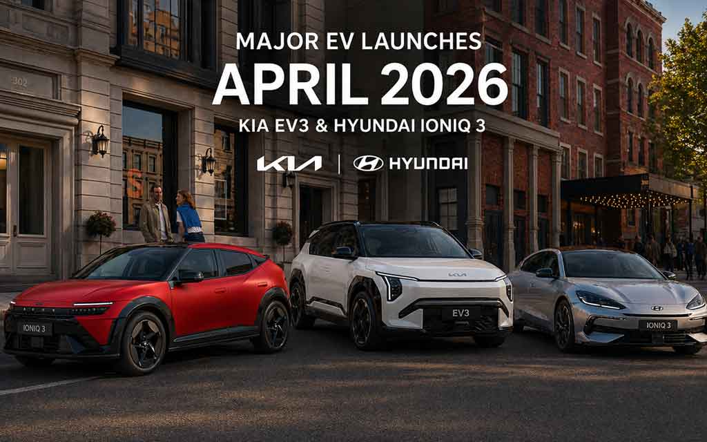 New electric vehicles launched in April 2026 including Kia EV3 Denza Z9 GT and Hyundai Ioniq 3