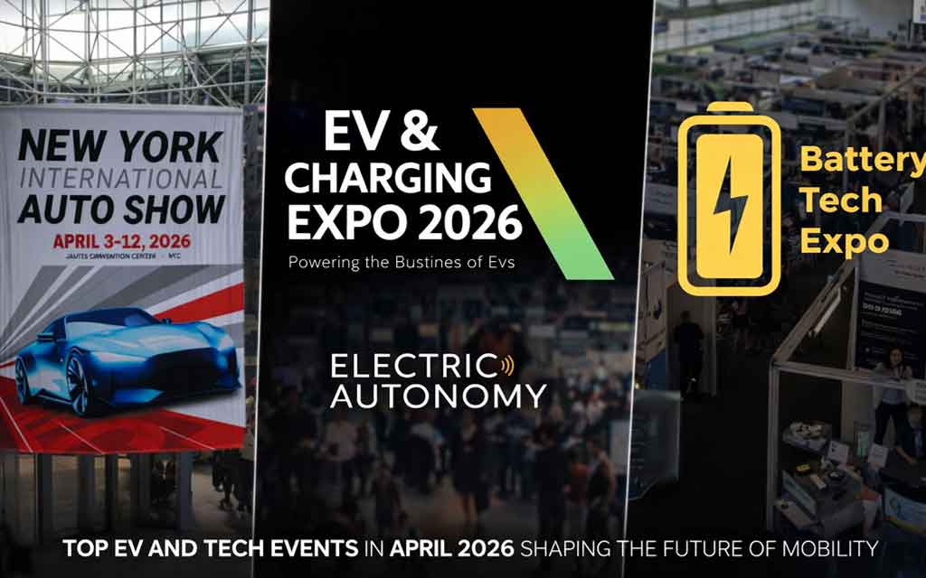New York Auto Show 2026 showcasing electric vehicles and EV technology events across North America