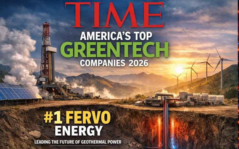 Fervo Energy geothermal plant leading TIME Top GreenTech Companies 2026 with clean energy powering AI data centers