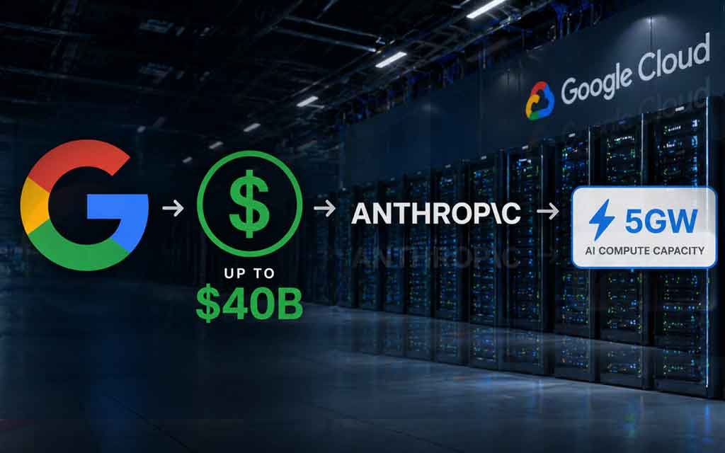 Google data centers and AI infrastructure powering Anthropic models with massive compute capacity representing future of AI and energy demand in 2026