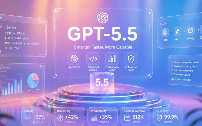 OpenAI GPT 5.5 AI model interface performing coding and autonomous tasks representing next generation agentic AI in 2026
