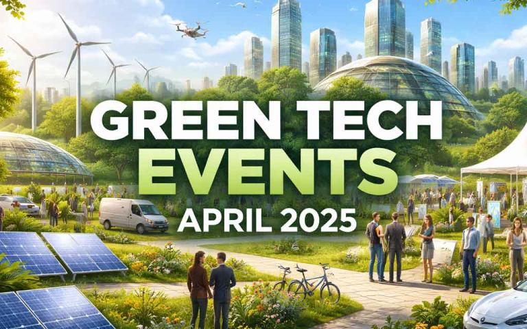 Green tech events April 2026 showing energy summit discussions renewable infrastructure AI energy systems and climate innovation conferences