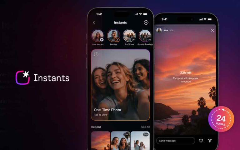 Instagram Instants app showing one-time view disappearing photo feature similar to Snapchat