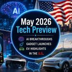 May 2026 tech preview featuring AI gadgets and electric vehicles in the USA