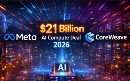 Meta and CoreWeave AI cloud infrastructure deal showing large scale data centers GPU clusters and AI compute expansion in 2026