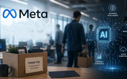 Meta office and AI data center concept representing workforce layoffs and shift toward artificial intelligence investments in 2026