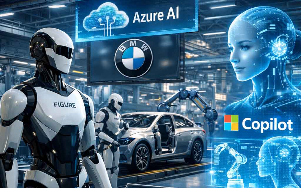 Microsoft Azure AI powering humanoid robots in factories with automation and advanced artificial intelligence systems