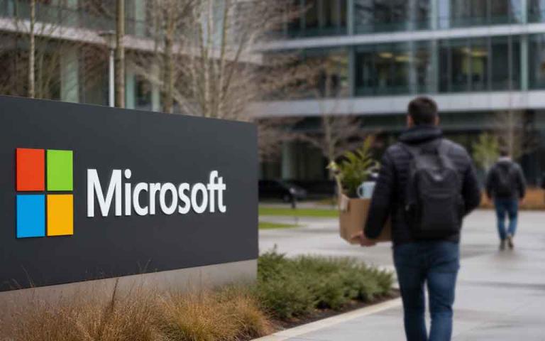 Microsoft headquarters and workforce concept showing voluntary buyouts and shift toward AI investments in 2026