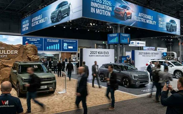 Affordable electric vehicles at New York Auto Show 2026 with growing demand for used EVs due to rising gas prices in the United States
