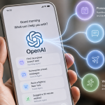 Concept of OpenAI AI agent smartphone replacing traditional mobile apps with intelligent automation