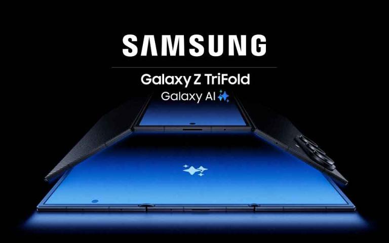 Samsung Galaxy Z TriFold smartphone showing triple fold display design and advanced foldable technology