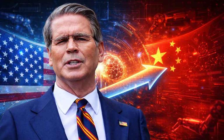 US Treasury Secretary Scott Bessent discussing AI leadership and Anthropic Mythos breakthrough highlighting US vs China AI race in 2026