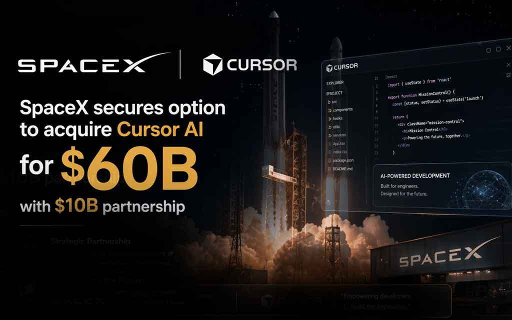 SpaceX and Cursor AI partnership representing AI coding technology integration with advanced computing infrastructure in 2026