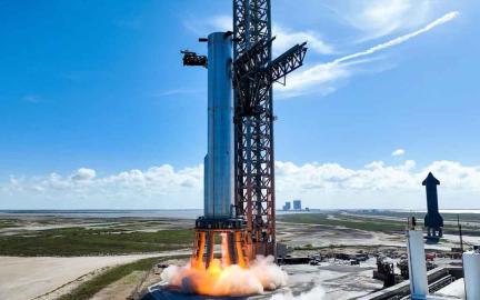 SpaceX Starship V3 performing full duration static fire test with Raptor engines at Starbase Texas preparing for Flight 12 mission in 2026