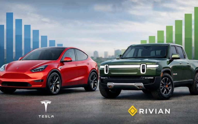 Tesla and Rivian EV sales comparison Q1 2026 showing delivery numbers market trends and electric vehicle growth insights