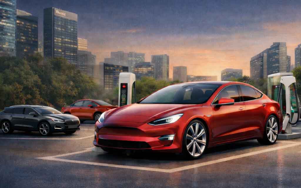 electric vehicles including Tesla Model Y and other EVs representing US market trends and sales performance in March 2026