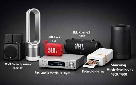 Top gadgets USA April 2026 including Dyson portable fan Fosi Audio CD player Polaroid printer and JBL speakers with hands on review