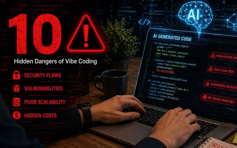 AI-generated code risks highlighting security issues and poor maintainability in vibe coding