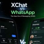 XChat encrypted messaging app interface showing secure chats and media sharing features