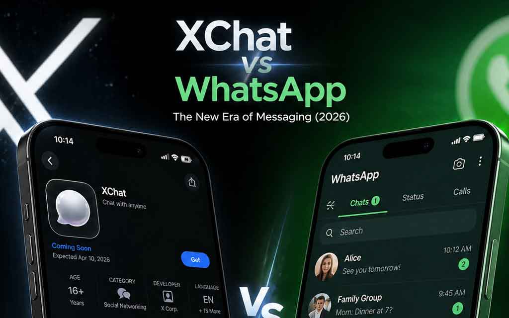 XChat encrypted messaging app interface showing secure chats and media sharing features