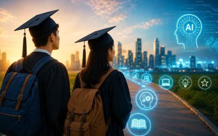 Future-focused young professionals navigating the 2026 AI-driven job market with technology, green energy, coding, data analytics, and career growth opportunities