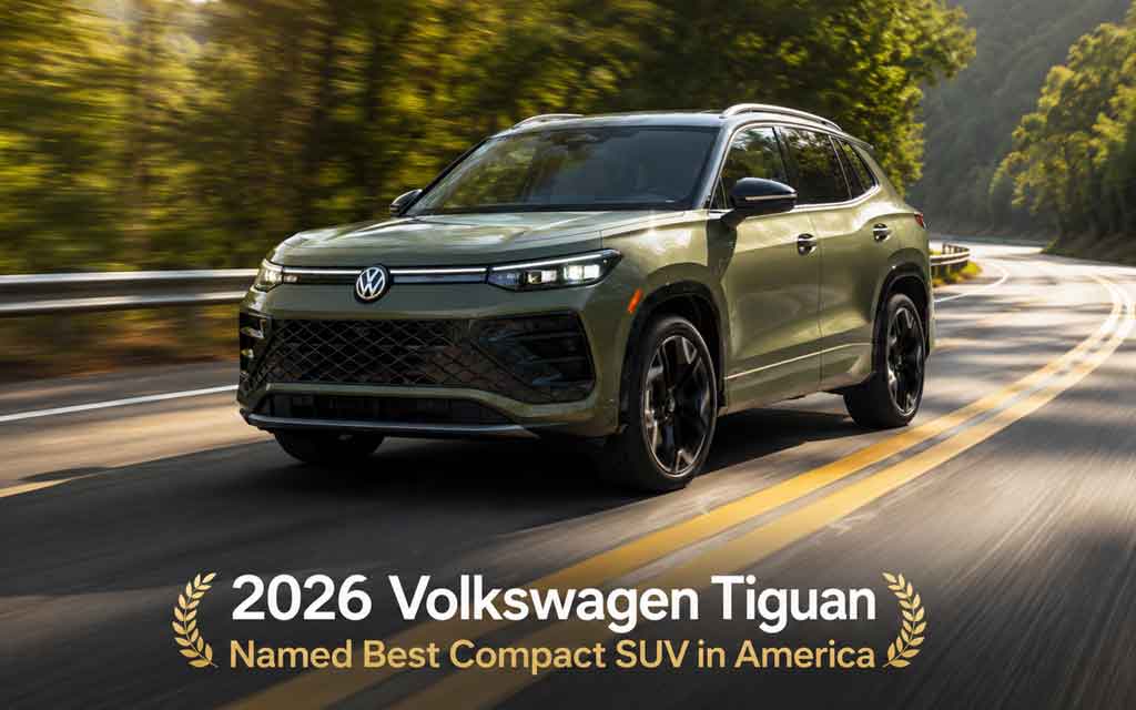2026 Volkswagen Tiguan compact SUV with premium interior and family-friendly features in the US market