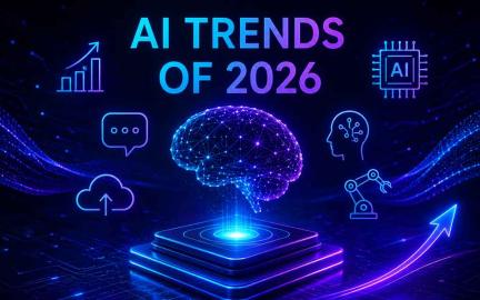 Futuristic AI ecosystem in 2026 featuring autonomous AI agents, massive data centers, advanced robotics, semiconductor chips, and American technology innovation