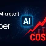 Enterprise AI cost crisis showing Microsoft, Uber, AI coding tools, token pricing, rising infrastructure expenses, and agentic AI workflows