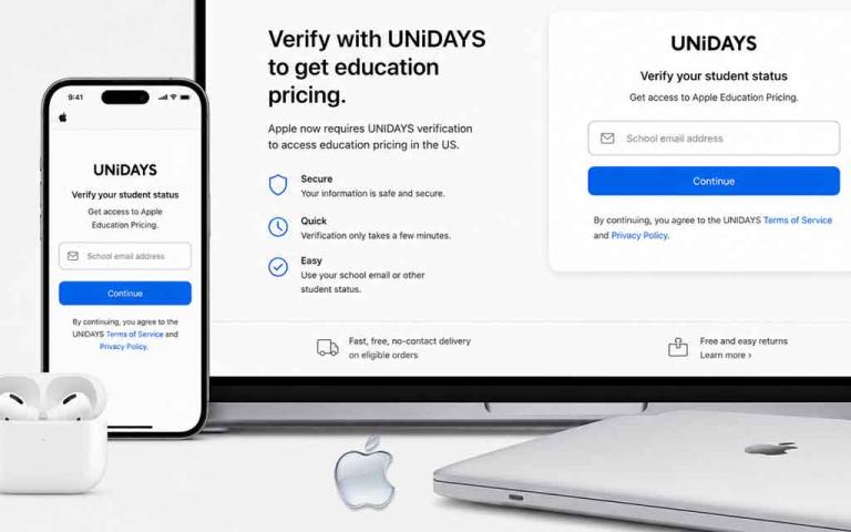 Apple Education Store verification process using UNiDAYS for student and educator discounts in the United States