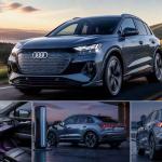 Audi Q4 e-tron 2026 electric SUV with updated design and digital interior in a modern setting.