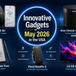 Top innovative gadgets released in the USA during May 2026 including AI wearables smart speakers and productivity devices