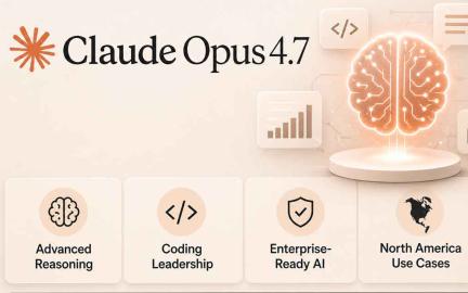 Visualization of Anthropic Claude 4.7 AI model performing advanced reasoning, coding, and enterprise tasks.