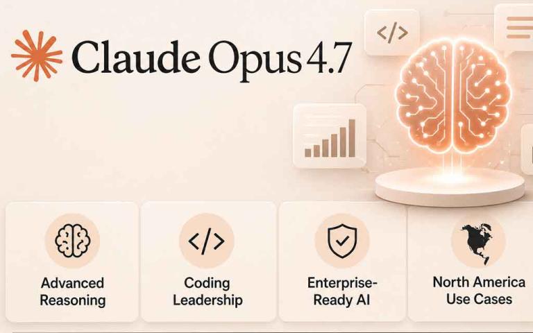 Visualization of Anthropic Claude 4.7 AI model performing advanced reasoning, coding, and enterprise tasks.