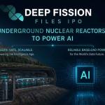 Futuristic underground nuclear reactor powering AI data centers with advanced clean energy systems, deep borehole reactors, and next-generation sustainable infrastructure