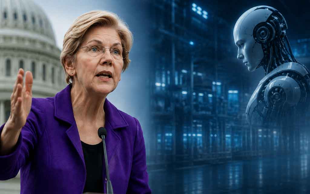 Senator Elizabeth Warren speaking about AI regulations, wealth inequality, and the future of work in the United States