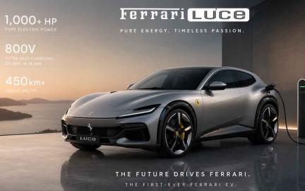 Ferrari Luce electric supercar showcasing futuristic design, luxury interior, and high-performance EV engineering.