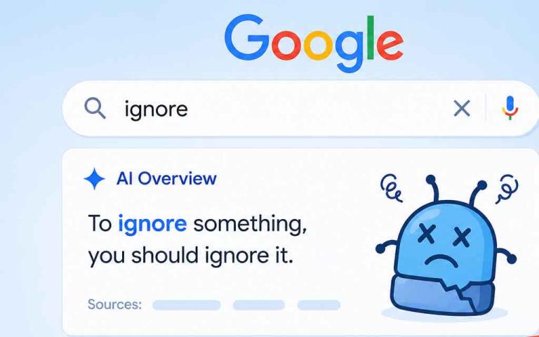 Google AI search overview glitch showing broken AI responses, chatbot confusion, and disrupted search results after Google I/O 2026
