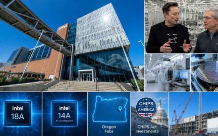 Intel Oregon semiconductor fabrication facility producing advanced AI chips with 18A and 14A process technology