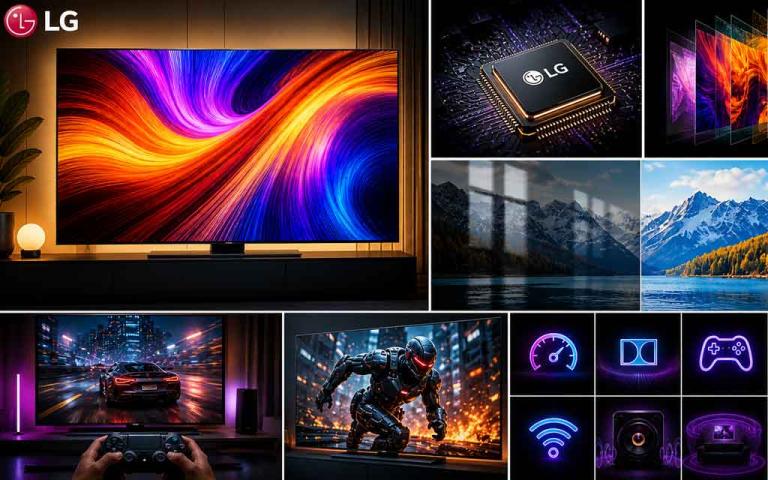 LG G6 OLED evo TV with ultra-slim gallery design displaying vibrant 4K visuals in a modern living room.