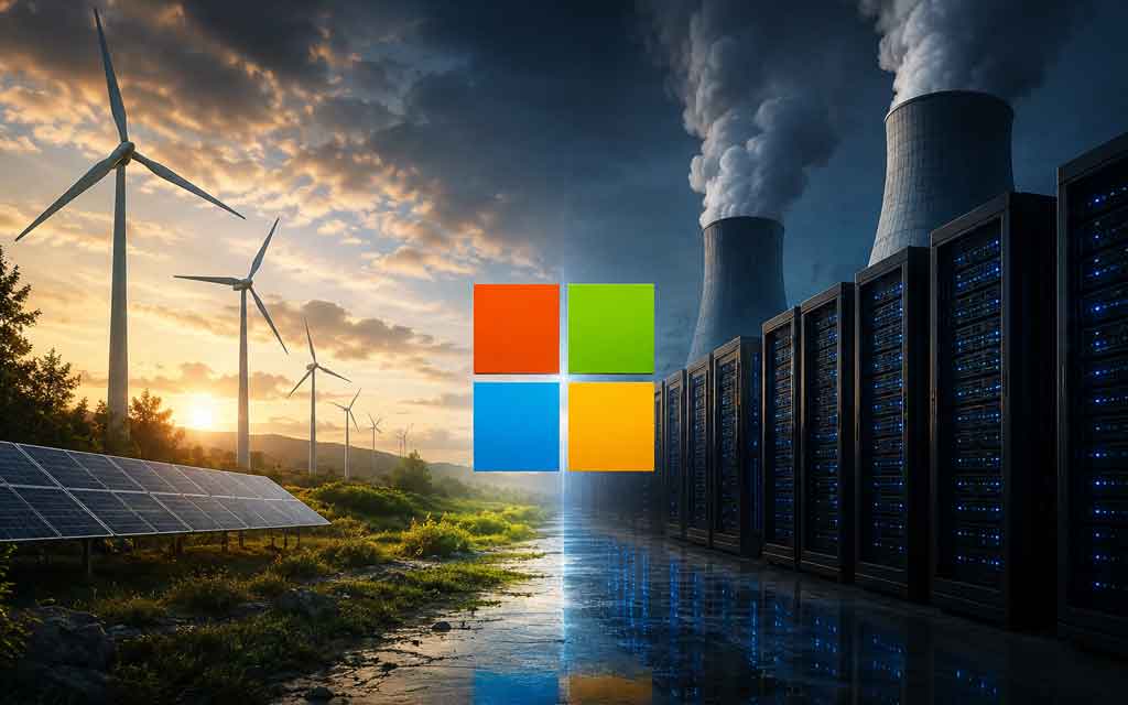 Microsoft AI data centers consuming massive energy amid renewable power and sustainability challenges