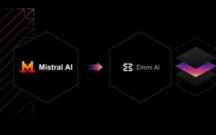 Advanced industrial AI concept featuring Mistral AI, physics-informed simulations, aerospace engineering, semiconductor manufacturing, and futuristic European artificial intelligence technology
