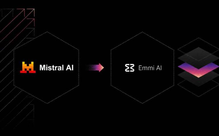 Advanced industrial AI concept featuring Mistral AI, physics-informed simulations, aerospace engineering, semiconductor manufacturing, and futuristic European artificial intelligence technology